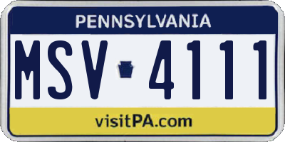 PA license plate MSV4111