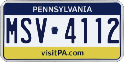 PA license plate MSV4112