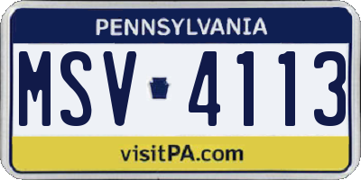 PA license plate MSV4113
