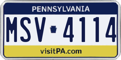 PA license plate MSV4114