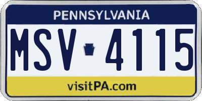 PA license plate MSV4115