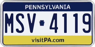 PA license plate MSV4119