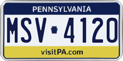 PA license plate MSV4120