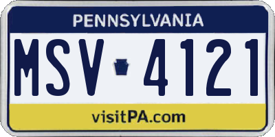 PA license plate MSV4121