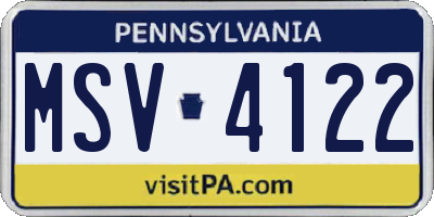 PA license plate MSV4122