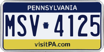 PA license plate MSV4125