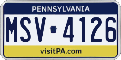 PA license plate MSV4126
