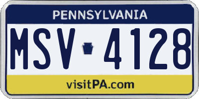 PA license plate MSV4128