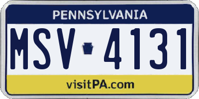 PA license plate MSV4131