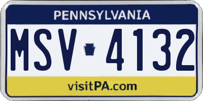 PA license plate MSV4132