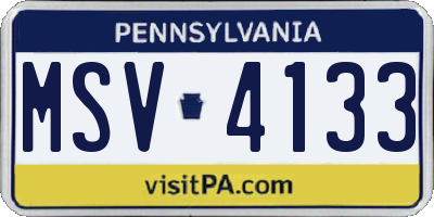 PA license plate MSV4133