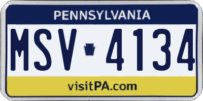 PA license plate MSV4134