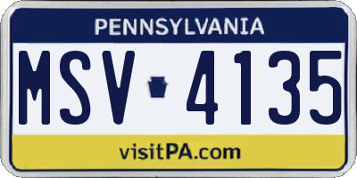 PA license plate MSV4135
