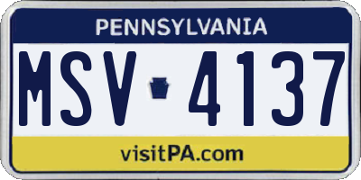 PA license plate MSV4137
