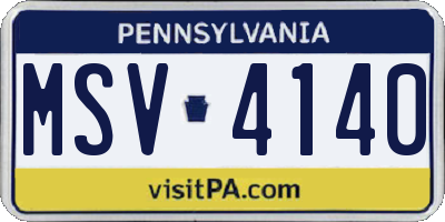 PA license plate MSV4140
