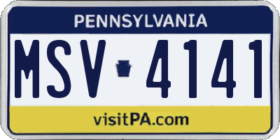 PA license plate MSV4141