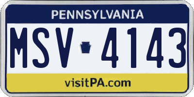 PA license plate MSV4143