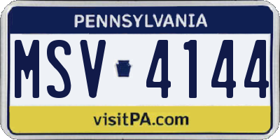 PA license plate MSV4144