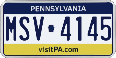 PA license plate MSV4145