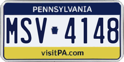 PA license plate MSV4148
