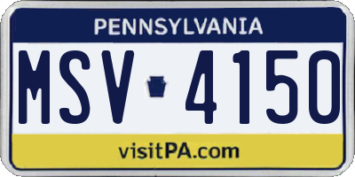 PA license plate MSV4150