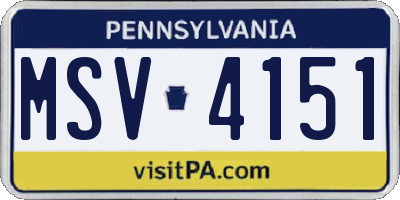 PA license plate MSV4151
