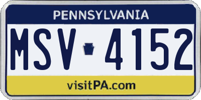 PA license plate MSV4152