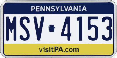 PA license plate MSV4153