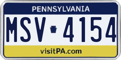 PA license plate MSV4154