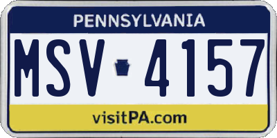PA license plate MSV4157