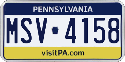 PA license plate MSV4158