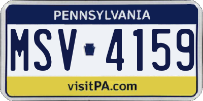 PA license plate MSV4159