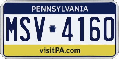 PA license plate MSV4160