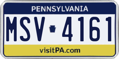 PA license plate MSV4161