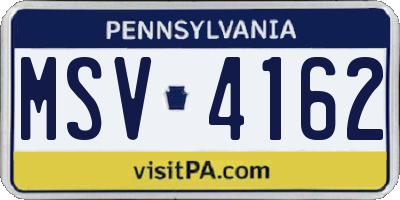 PA license plate MSV4162