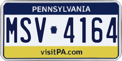 PA license plate MSV4164