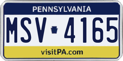PA license plate MSV4165