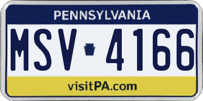 PA license plate MSV4166