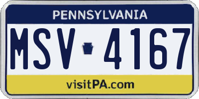 PA license plate MSV4167