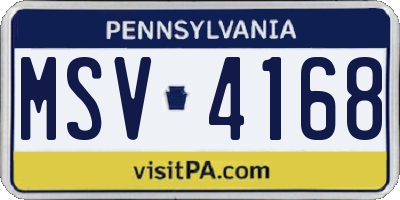 PA license plate MSV4168