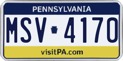 PA license plate MSV4170