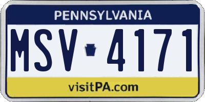 PA license plate MSV4171