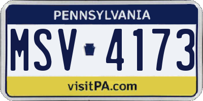 PA license plate MSV4173
