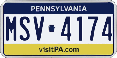 PA license plate MSV4174