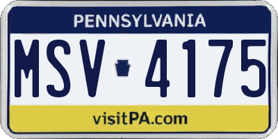 PA license plate MSV4175