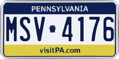 PA license plate MSV4176
