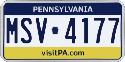 PA license plate MSV4177