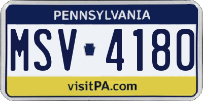 PA license plate MSV4180