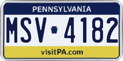 PA license plate MSV4182