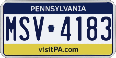 PA license plate MSV4183